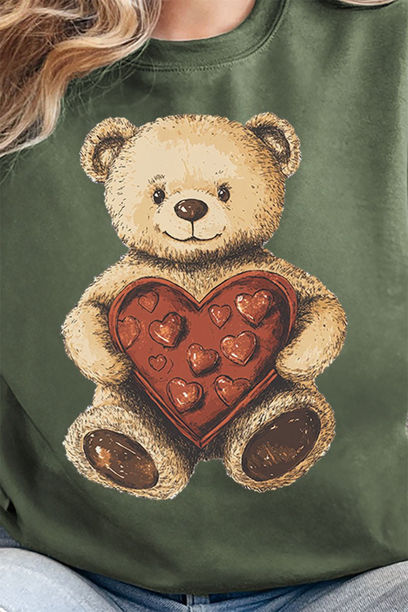 Teddy Bear Love Heavy - weight Crew Sweatshirt - Wholesale Accessory Market