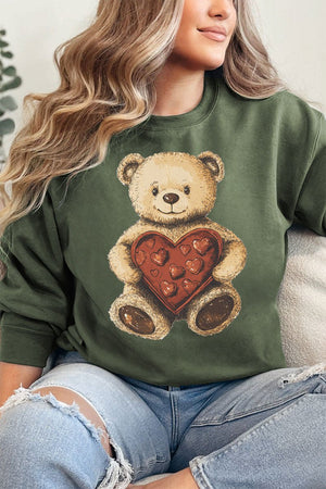 Teddy Bear Love Heavy - weight Crew Sweatshirt - Wholesale Accessory Market