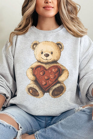 Teddy Bear Love Heavy - weight Crew Sweatshirt - Wholesale Accessory Market