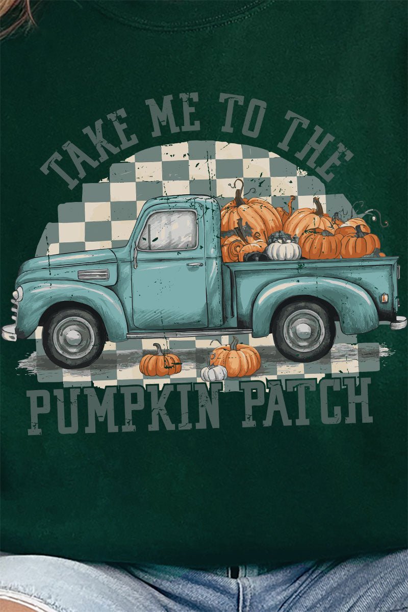 Turquoise Pumpkin Patch Truck Heavy - weight Crew Sweatshirt - Wholesale Accessory Market