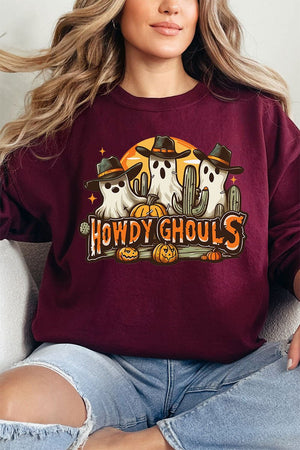 Western Howdy Ghouls Heavy - weight Crew Sweatshirt - Wholesale Accessory Market