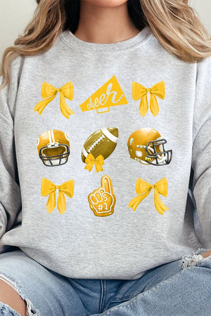 Yellow Blitz And Bows Heavy - weight Crew Sweatshirt - Wholesale Accessory Market