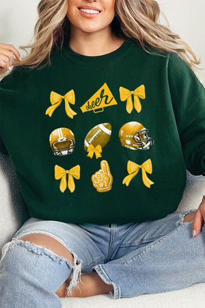 Yellow Blitz And Bows Heavy - weight Crew Sweatshirt - Wholesale Accessory Market