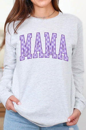 Purple Checkered Mama Unisex Dri - Power Long - Sleeve 50/50 Tee - Wholesale Accessory Market