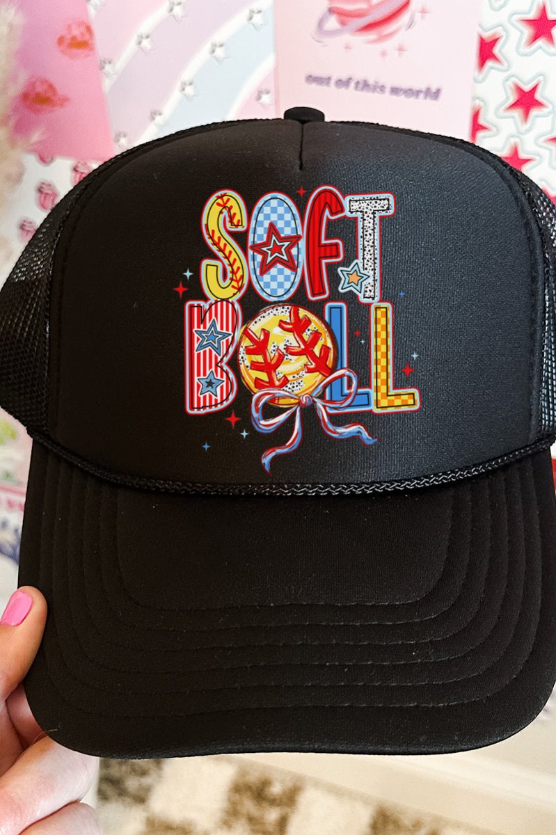 All Things Softball Doodle Otto Black Foam Front Trucker Hat - Wholesale Accessory Market