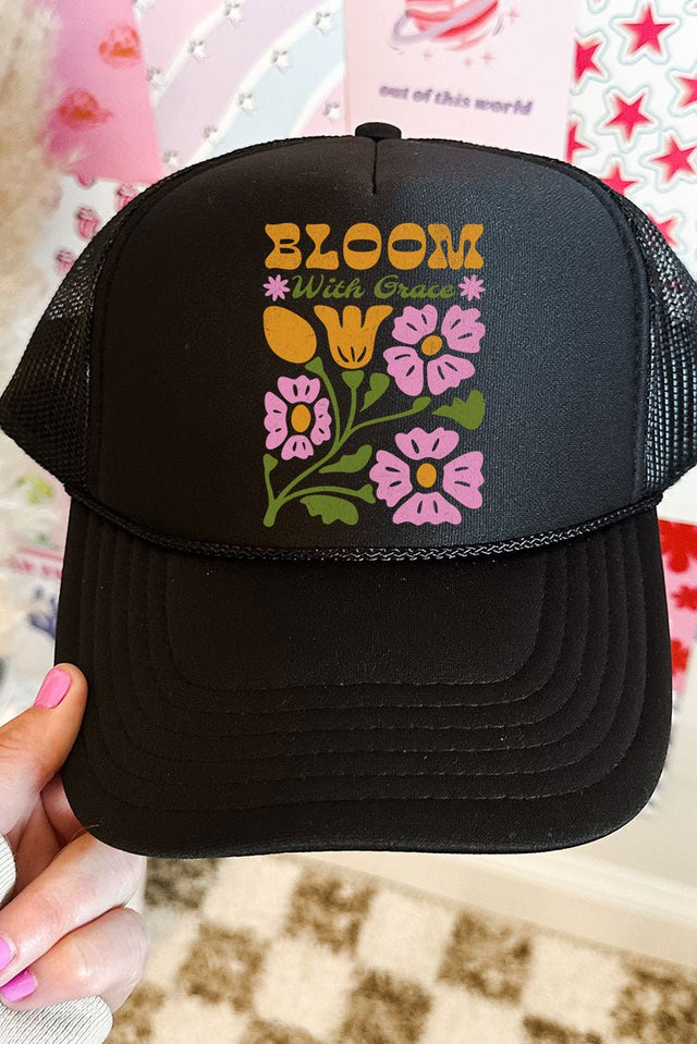 Bloom With Grace Otto Black Foam Front Trucker Hat - Wholesale Accessory Market