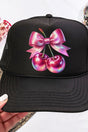 Holographic Coquette Cherries Otto Black Foam Front Trucker Hat - Wholesale Accessory Market