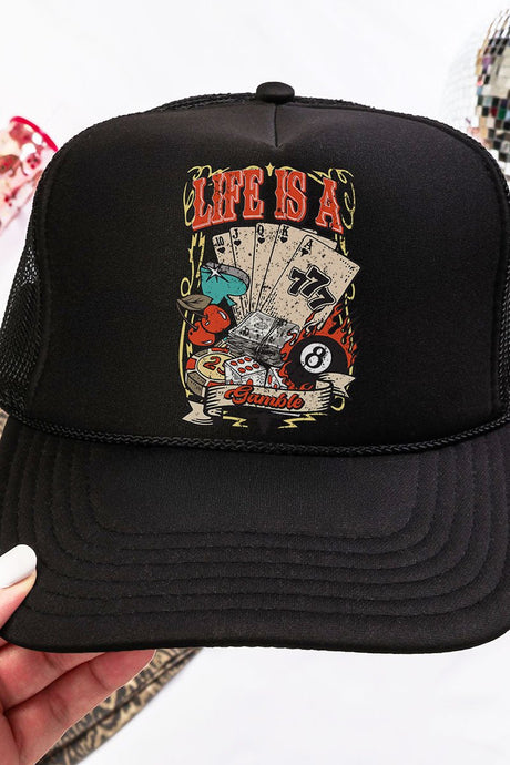 Life Is A Gamble Otto Black Foam Front Trucker Hat - Wholesale Accessory Market