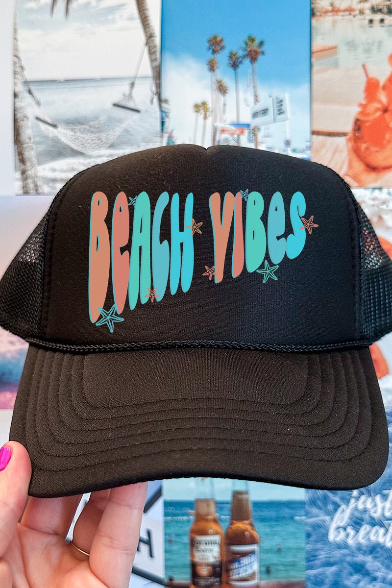 Retro Beach Vibes Otto Black Foam Front Trucker Hat - Wholesale Accessory Market