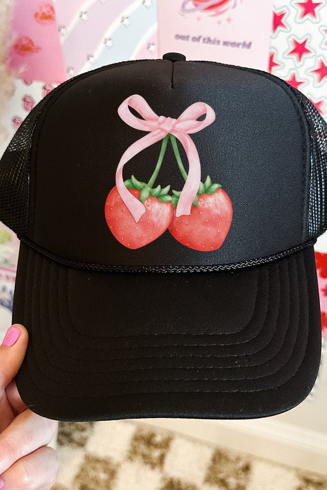 Strawberry Girly Otto Black Foam Front Trucker Hat - Wholesale Accessory Market