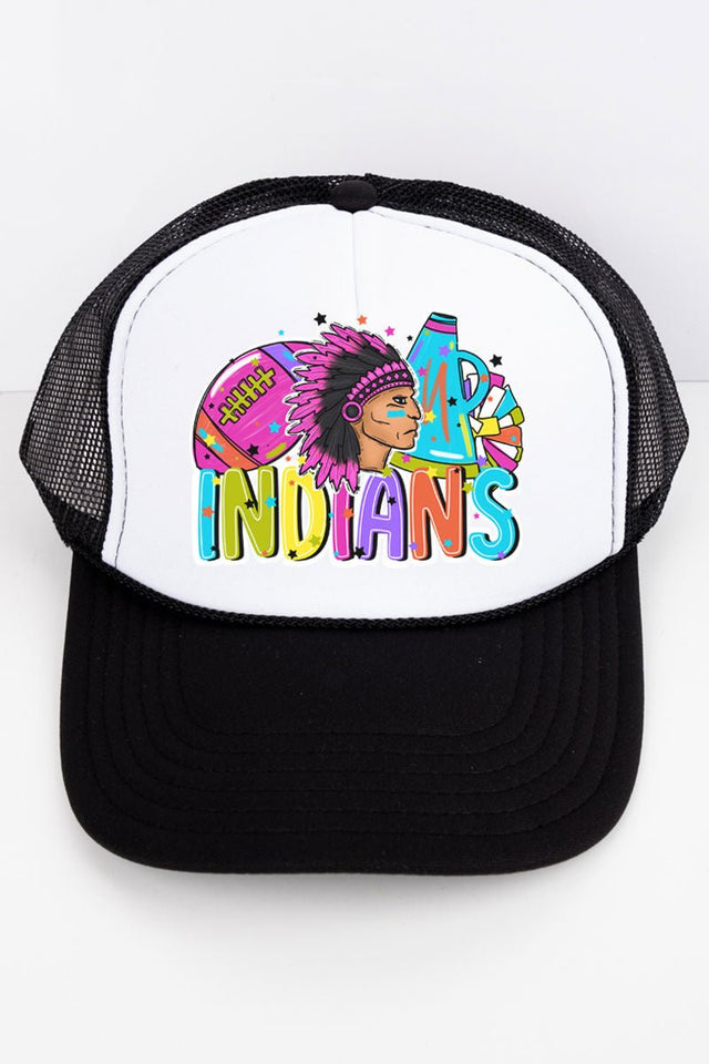 Bright Indians Colorful Otto Black with White Foam Front Trucker Hat - Wholesale Accessory Market