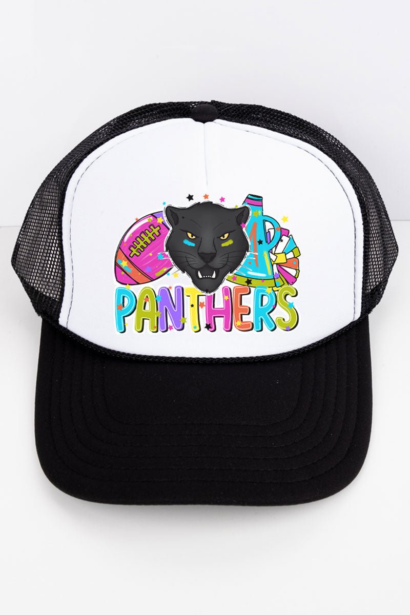 Bright Panthers Colorful Otto Black with White Foam Front Trucker Hat - Wholesale Accessory Market