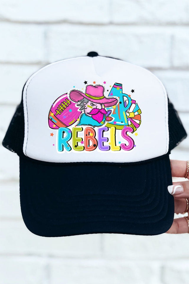 Bright Rebels Colorful Otto Black with White Foam Front Trucker Hat - Wholesale Accessory Market