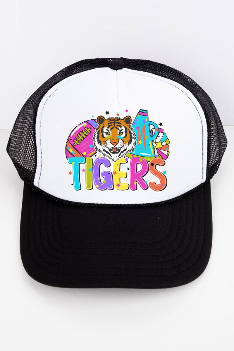 Bright Tigers Colorful Otto Black with White Foam Front Trucker Hat - Wholesale Accessory Market