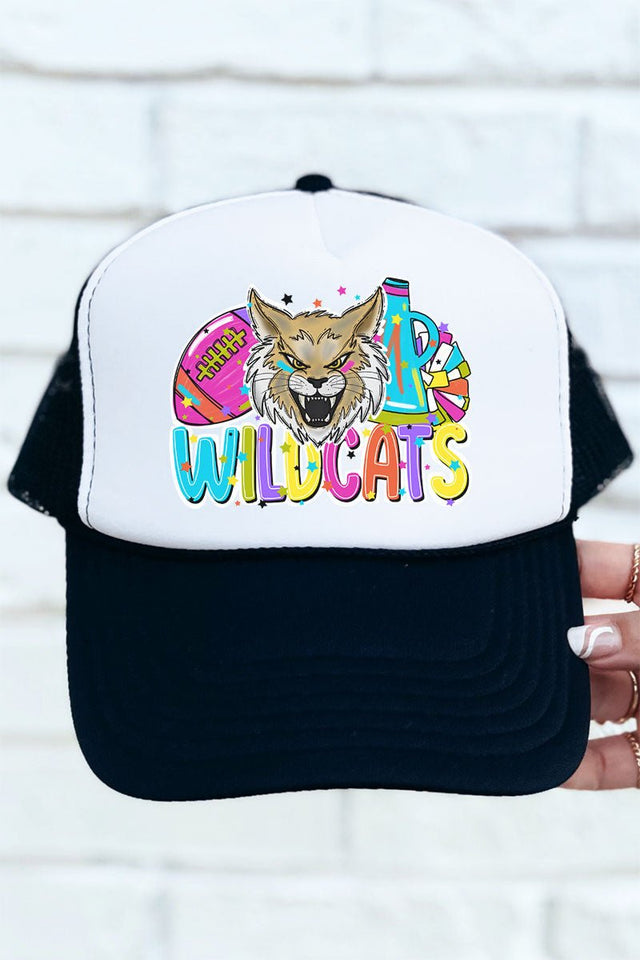 Bright Wildcats Colorful Otto Black with White Foam Front Trucker Hat - Wholesale Accessory Market