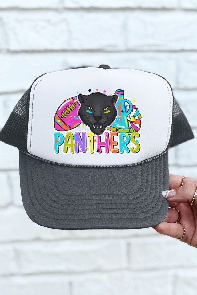 Bright Panthers Colorful Otto Charcoal Gray with White Foam Front Trucker Hat - Wholesale Accessory Market