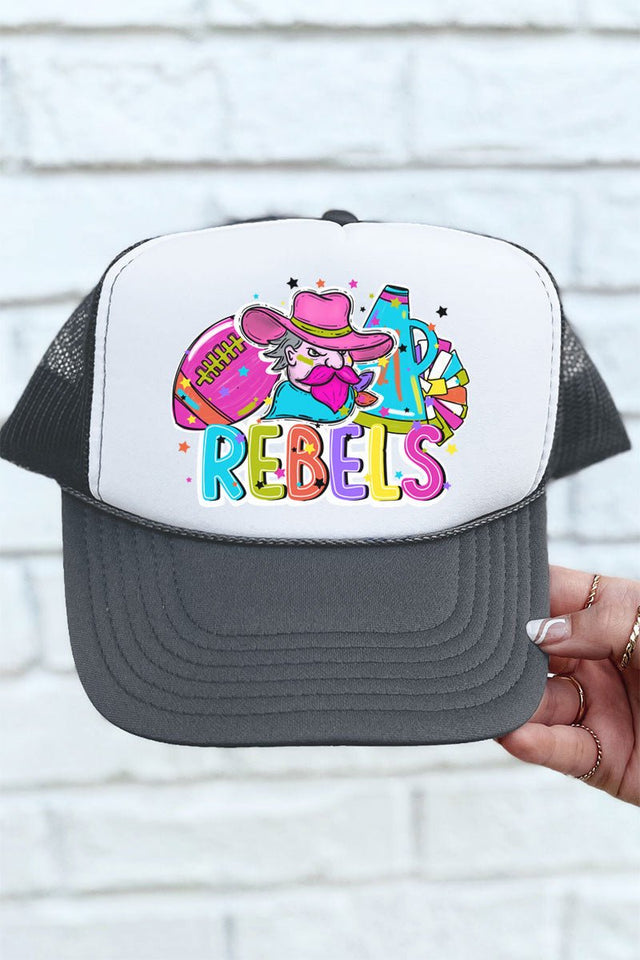 Bright Rebels Colorful Otto Charcoal Gray with White Foam Front Trucker Hat - Wholesale Accessory Market