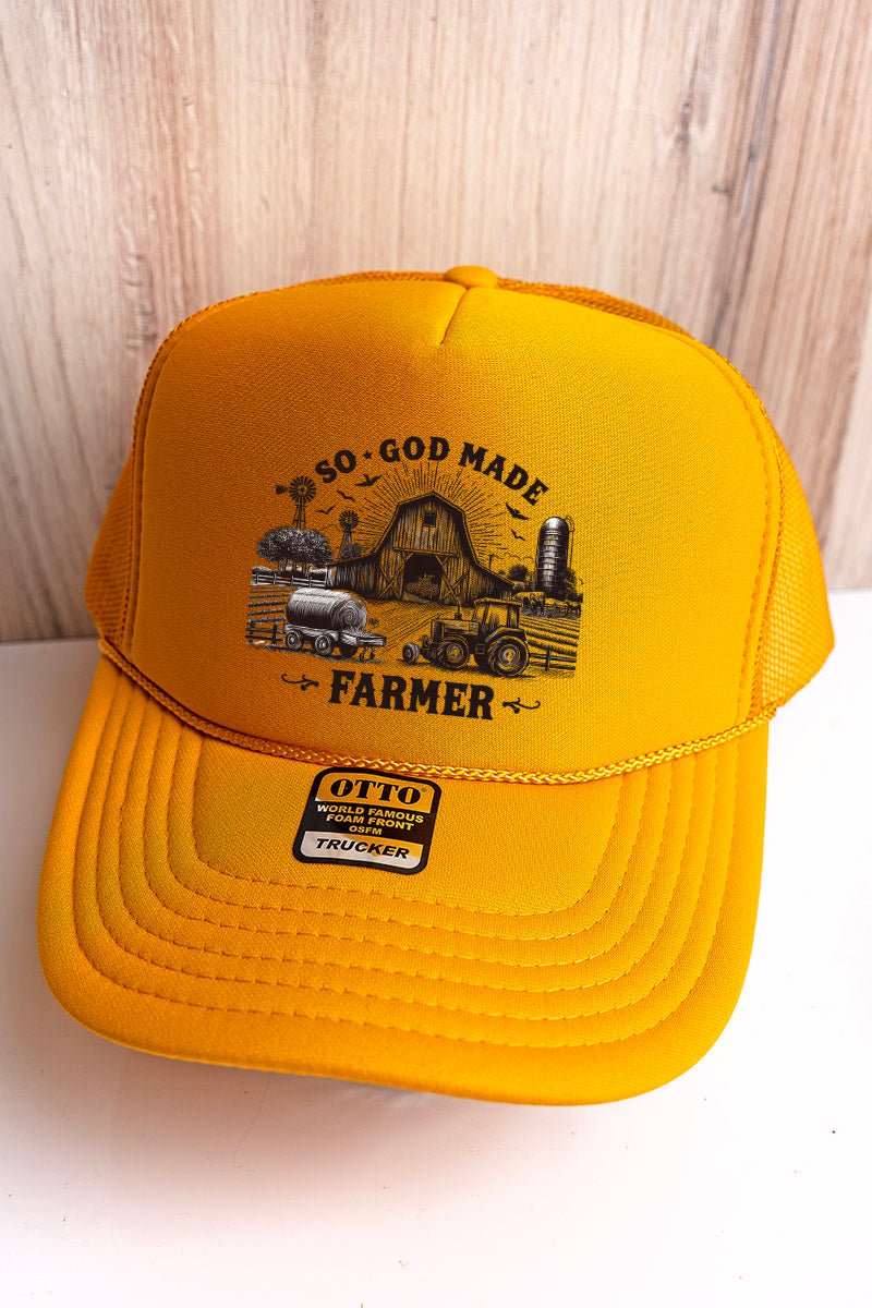 So God Made A Farmer Gold Foam Front Trucker Hat - Wholesale Accessory Market