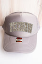 Arched Yeehaw Leopard Gray Foam Front Trucker Hat - Wholesale Accessory Market