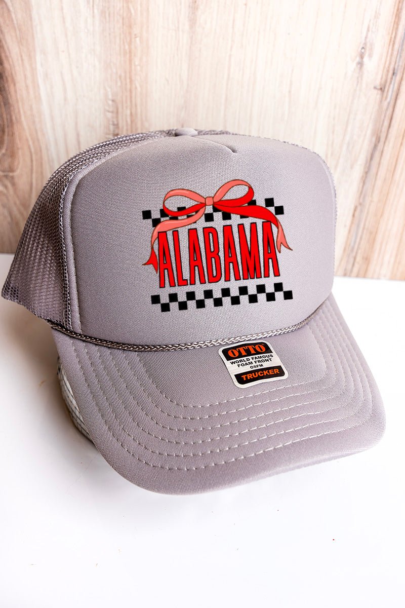 Bow Alabama Check Otto Gray Foam Front Trucker Hat - Wholesale Accessory Market