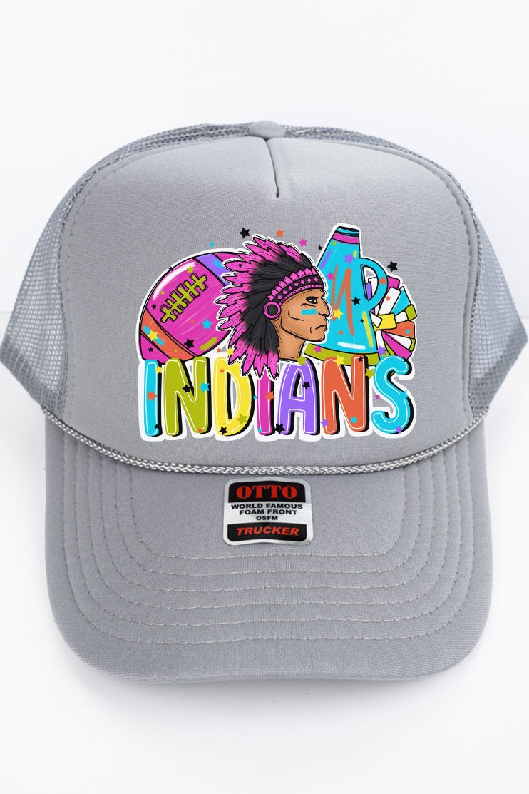 Bright Indians Colorful Otto Gray Foam Front Trucker Hat - Wholesale Accessory Market