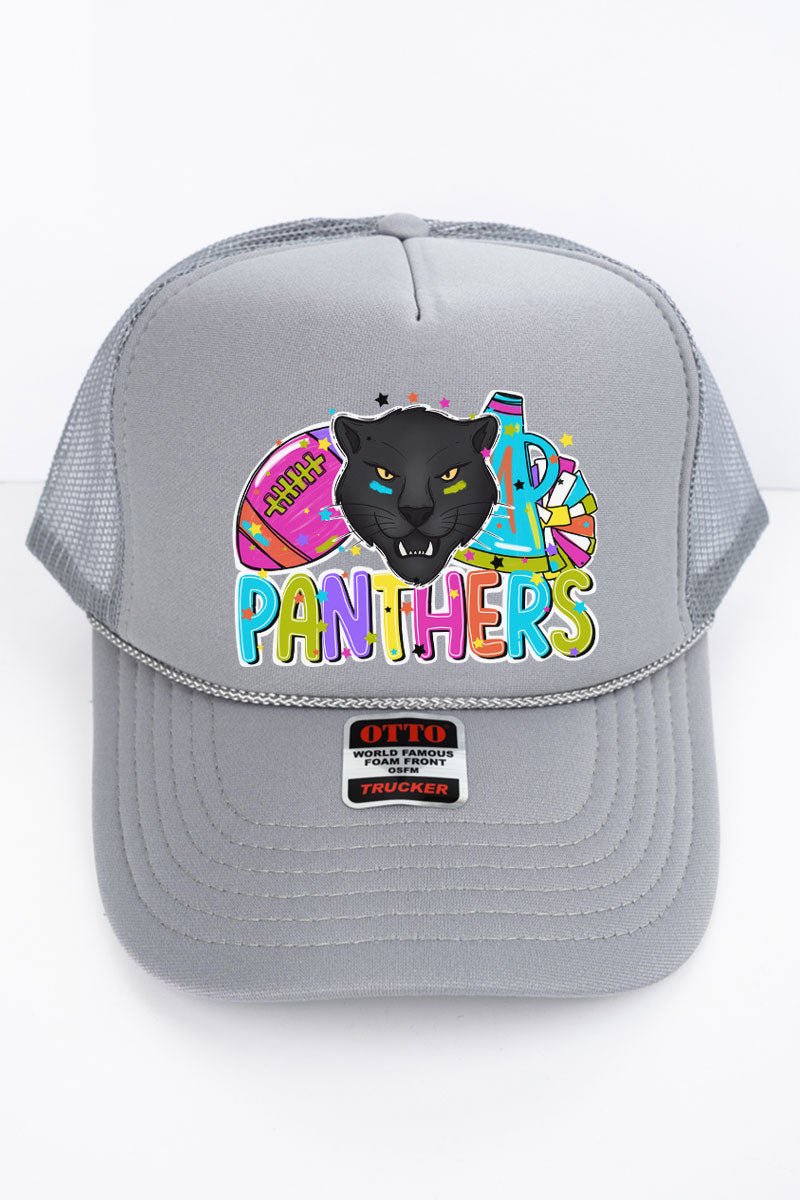 Bright Panthers Colorful Otto Gray Foam Front Trucker Hat - Wholesale Accessory Market