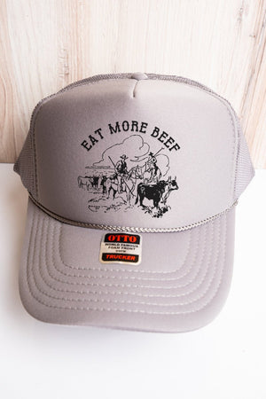 Eat More Beef Gray Foam Front Trucker Hat - Wholesale Accessory Market