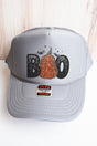 Faux Sequin Boo Transfer Otto Gray Foam Front Trucker Hat - Wholesale Accessory Market