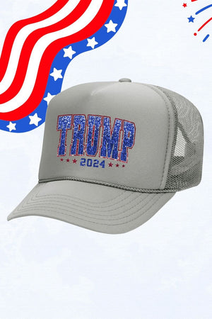 Faux Sequin Trump 2024 Transfer Otto Gray Foam Front Trucker Hat - Wholesale Accessory Market