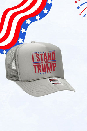 I Stand With Trump Otto Gray Foam Front Trucker Hat - Wholesale Accessory Market