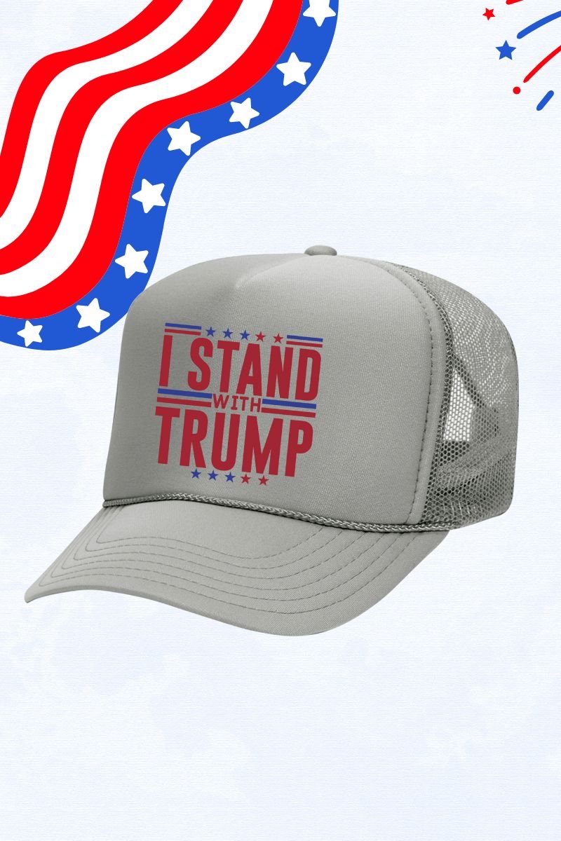 I Stand With Trump Otto Gray Foam Front Trucker Hat - Wholesale Accessory Market