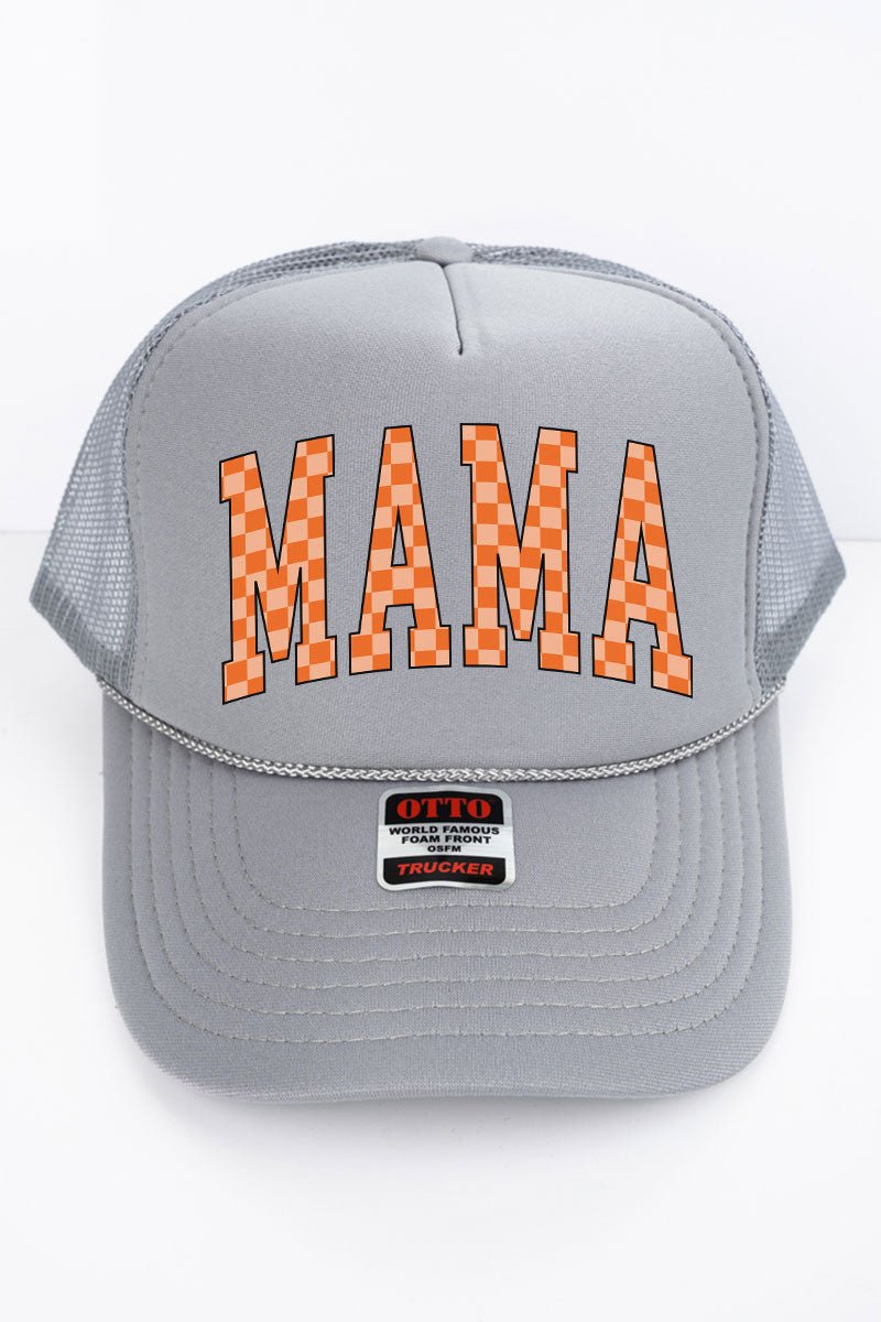 Orange Checkered Mama Otto Gray Foam Front Trucker Hat - Wholesale Accessory Market