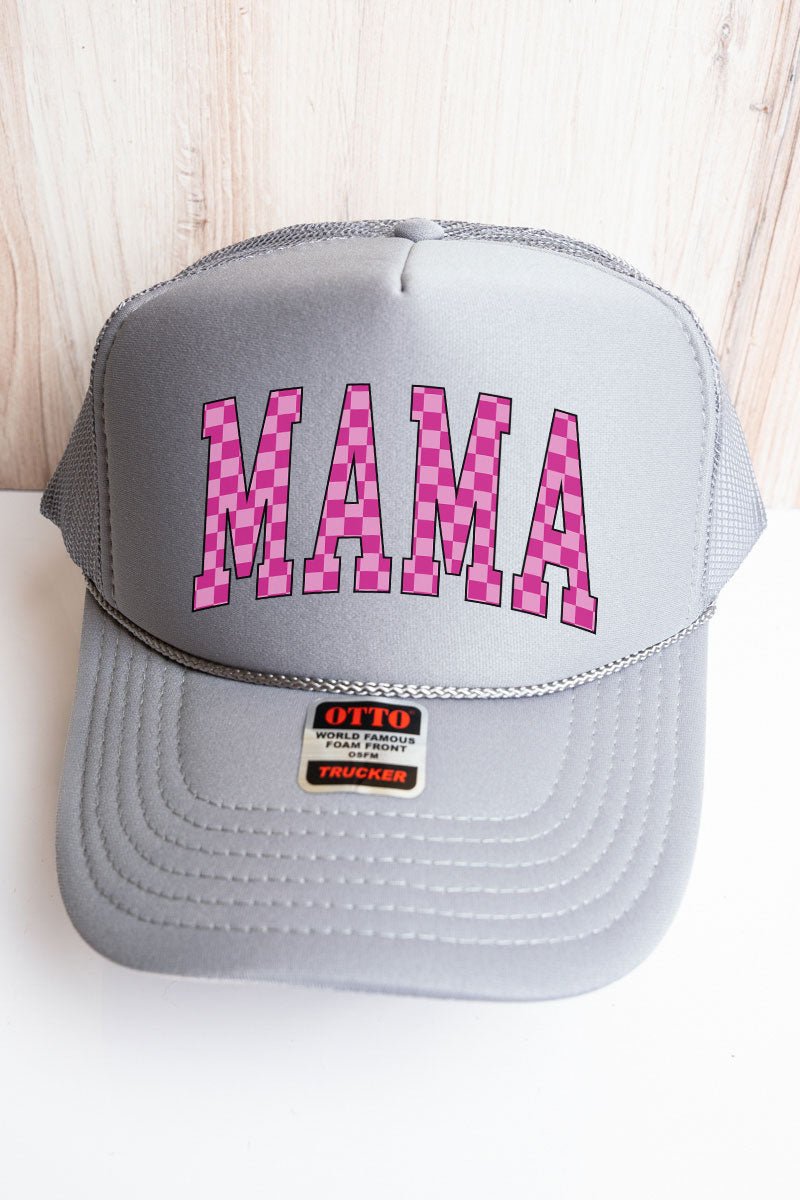 Pink Checkered Mama Otto Gray Foam Front Trucker Hat - Wholesale Accessory Market