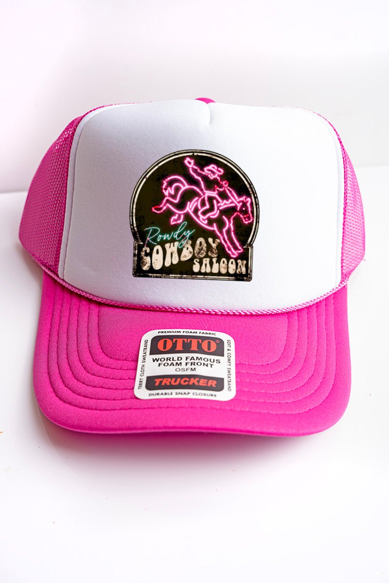 Rowdy Cowboy Saloon Hot Pink with White Foam Front Trucker Hat - Wholesale Accessory Market