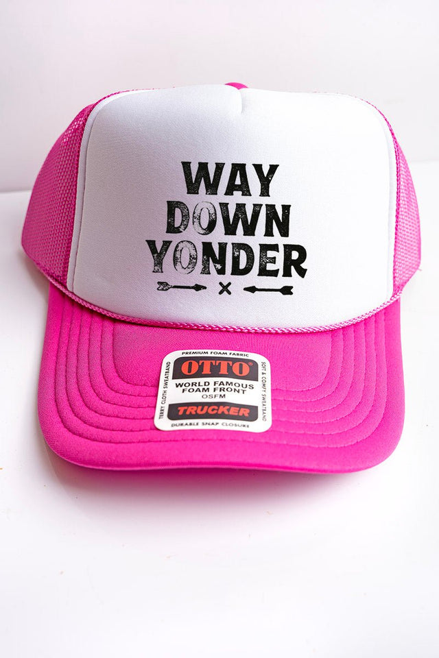 Way Down Yonder Hot Pink with White Foam Front Trucker Hat - Wholesale Accessory Market