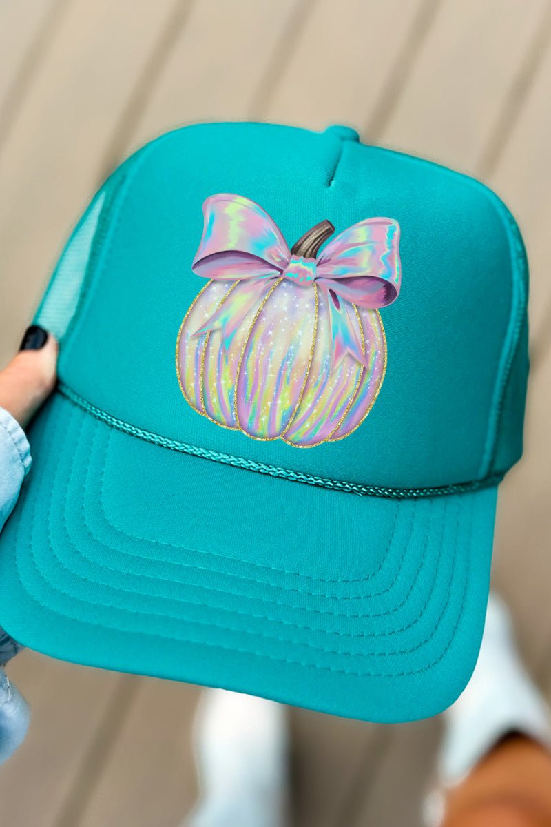 Iridescent Bow Pumpkin Otto Jade Foam Front Trucker Hat - Wholesale Accessory Market