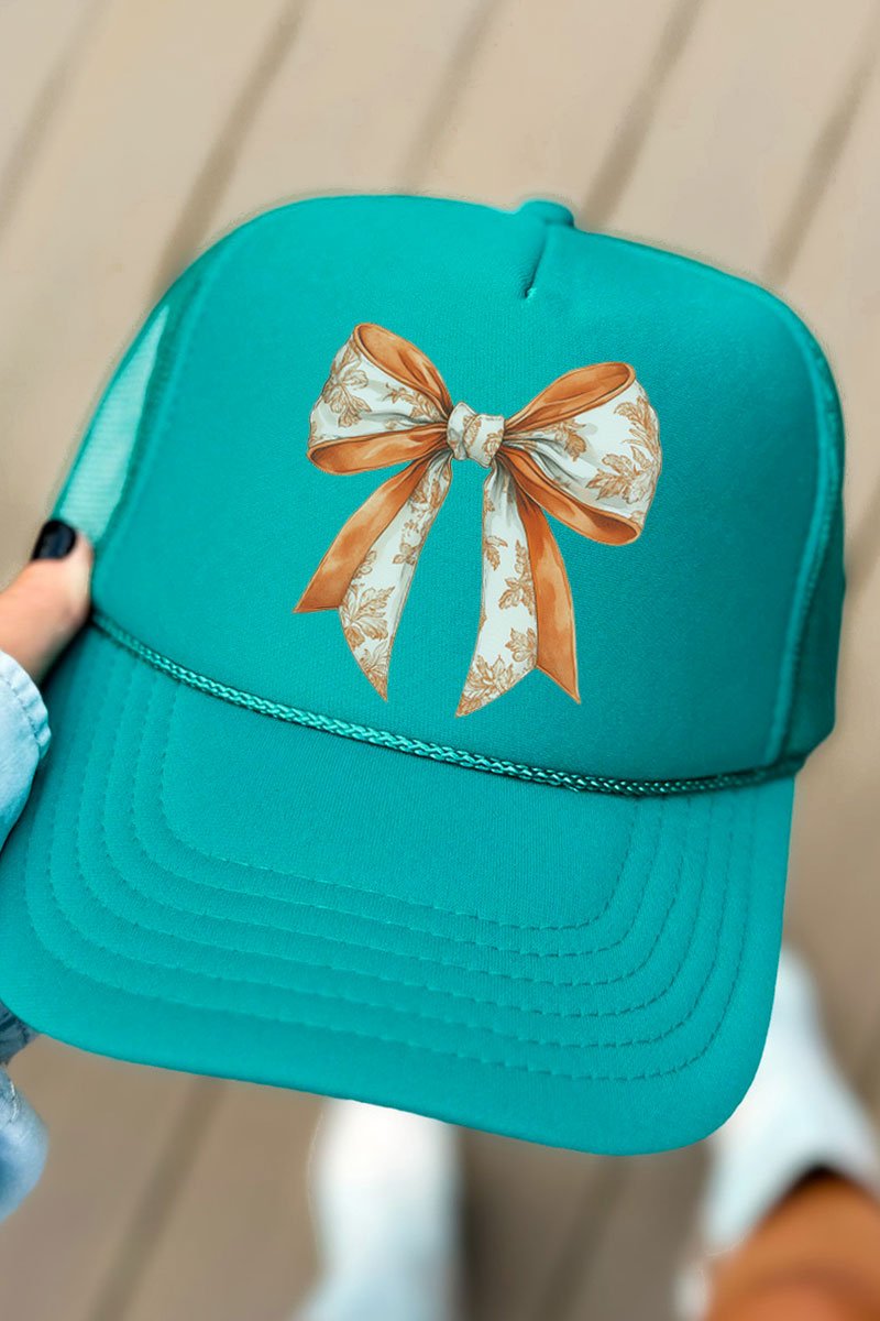 Orange Chinoiserie Bow Otto Jade Foam Front Trucker Hat - Wholesale Accessory Market