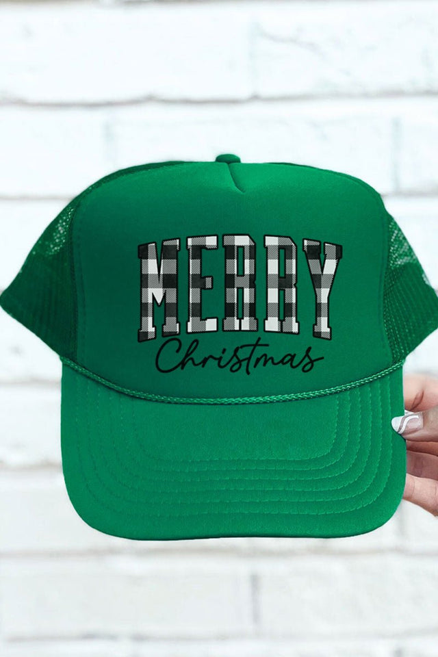 Black And White Buffalo Plaid Merry Christmas Otto Kelly Foam Front Trucker Hat - Wholesale Accessory Market