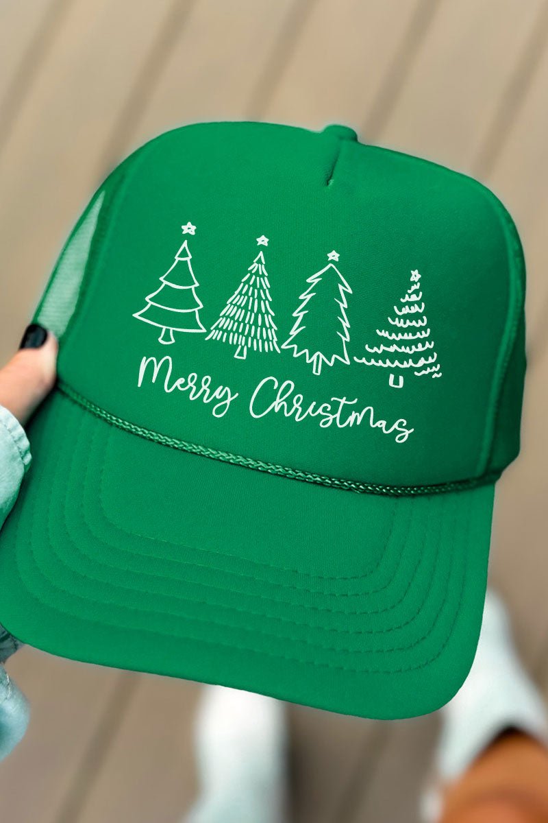 White Merry Christmas Trees Otto Kelly Foam Front Trucker Hat - Wholesale Accessory Market