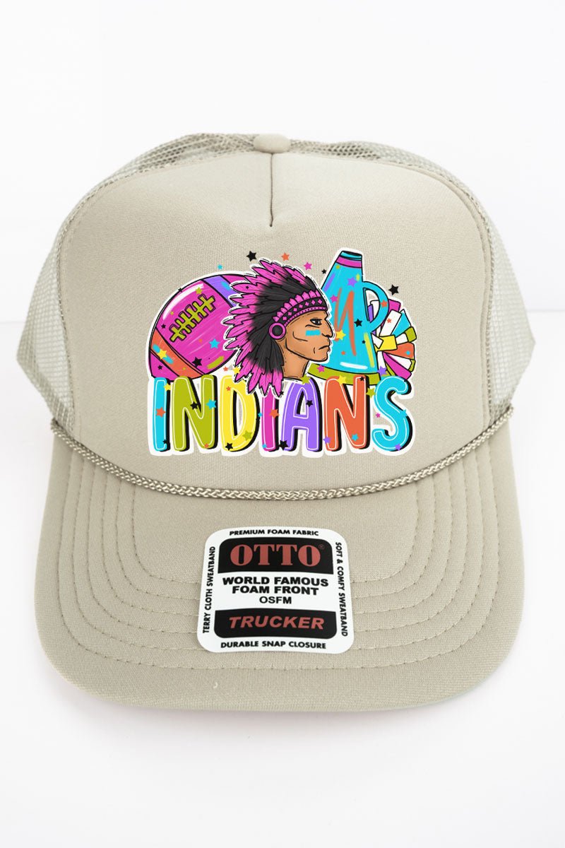 Bright Indians Colorful Otto Khaki Foam Front Trucker Hat - Wholesale Accessory Market