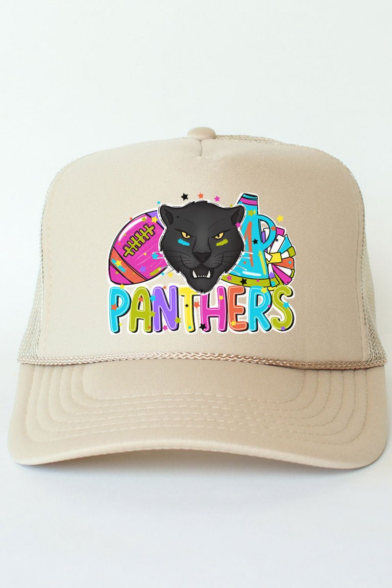 Bright Panthers Colorful Otto Khaki Foam Front Trucker Hat - Wholesale Accessory Market