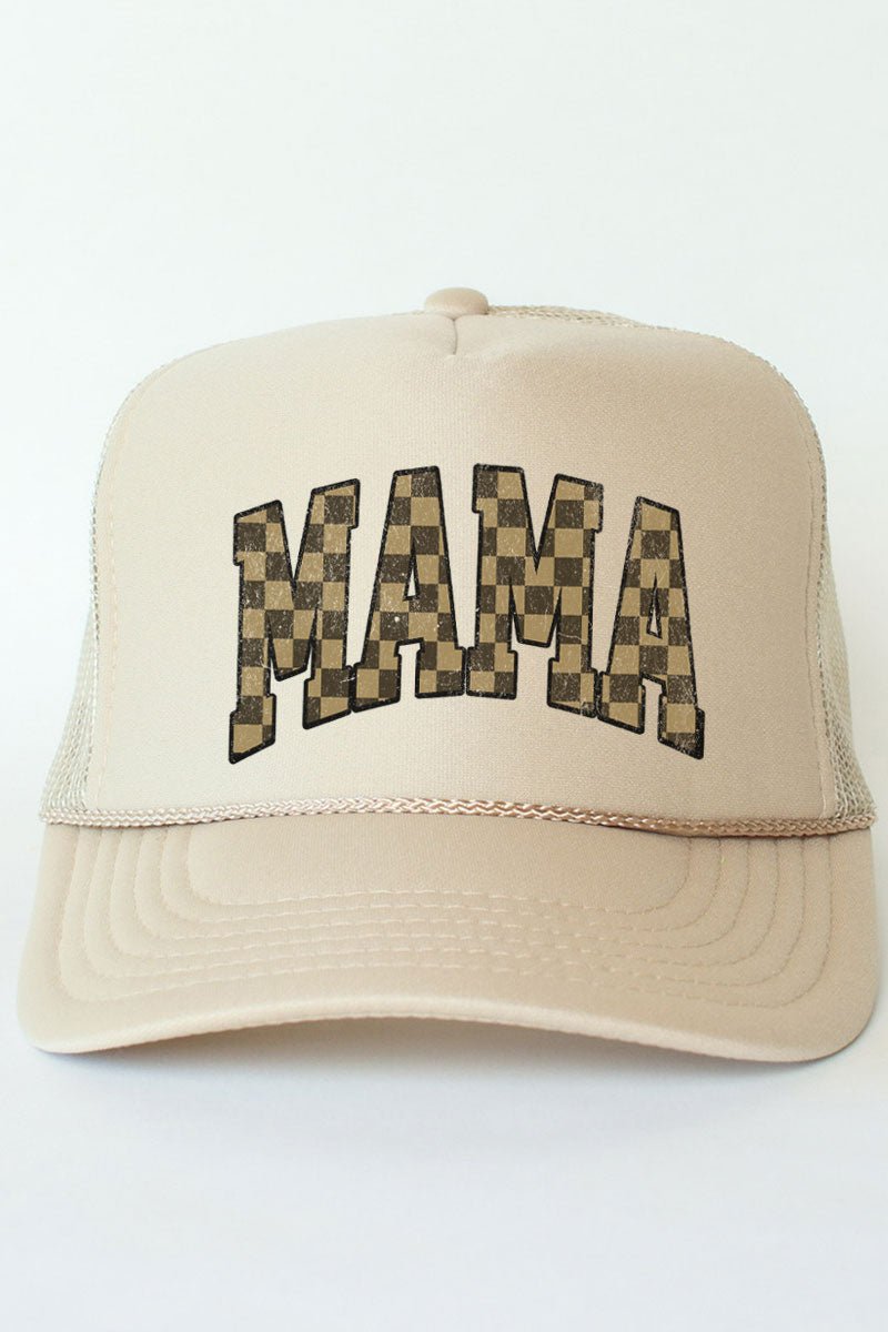 Brown Checkered Mama Otto Khaki Foam Front Trucker Hat - Wholesale Accessory Market