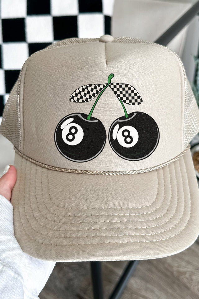 Cherry 8 Ball Otto Khaki Foam Front Trucker Hat - Wholesale Accessory Market