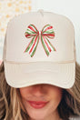 Christmas Ribbon Coquette Bow Otto Khaki Foam Front Trucker Hat - Wholesale Accessory Market