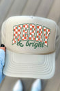 Merry And Bright Checkered Otto Khaki Foam Front Trucker Hat - Wholesale Accessory Market