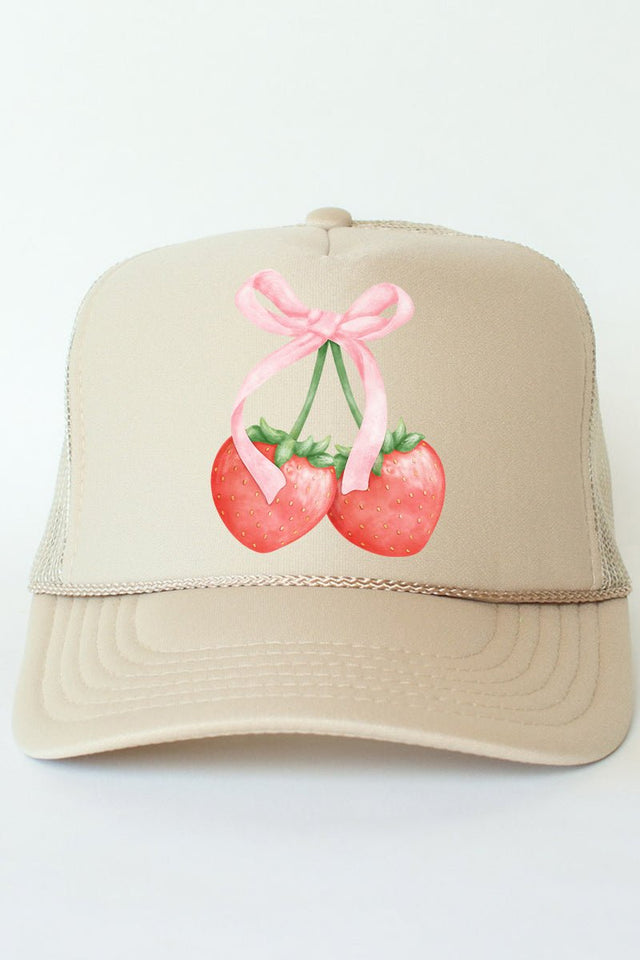 Strawberry Girly Otto Khaki Foam Front Trucker Hat - Wholesale Accessory Market