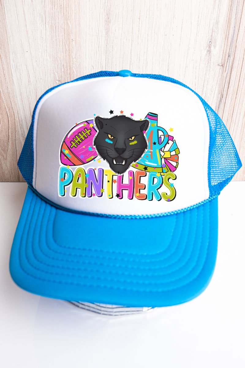 Bright Panthers Colorful Otto Neon Blue with White Foam Front Trucker Hat - Wholesale Accessory Market