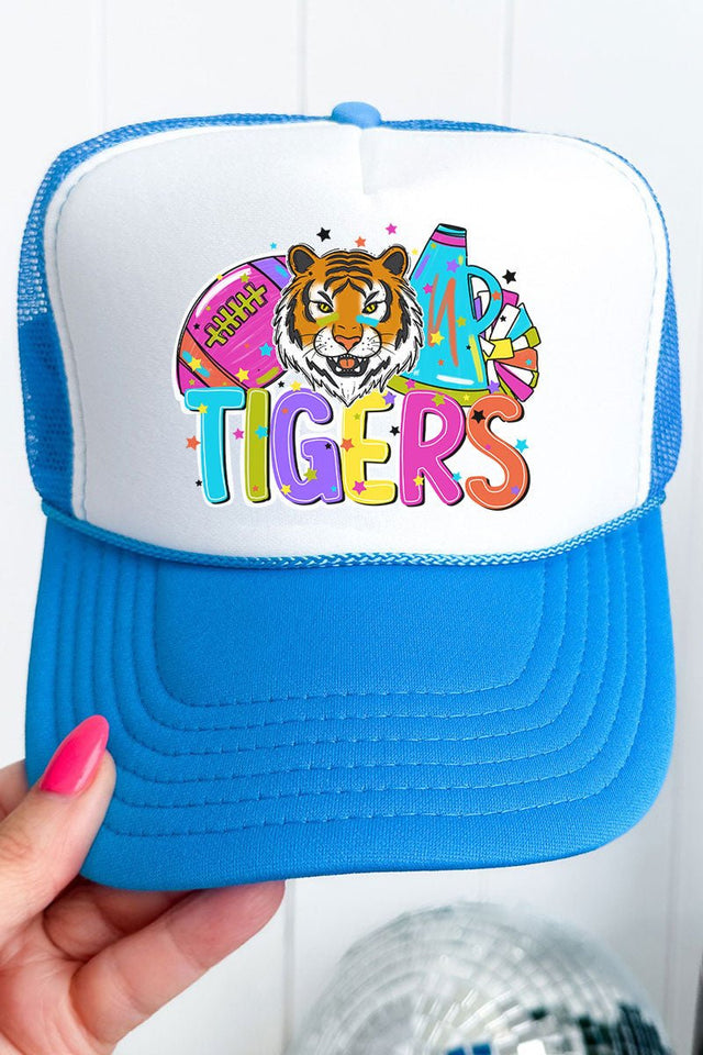 Bright Tigers Colorful Otto Neon Blue with White Foam Front Trucker Hat - Wholesale Accessory Market