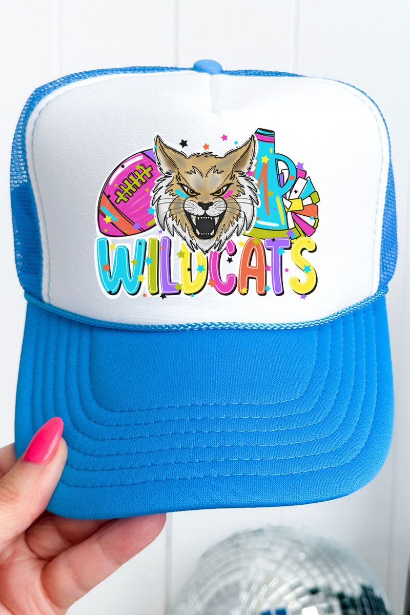 Bright Wildcats Colorful Otto Neon Blue with White Foam Front Trucker Hat - Wholesale Accessory Market