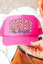 Merry And Bright Checkered Otto Neon Pink Foam Front Trucker Hat - Wholesale Accessory Market